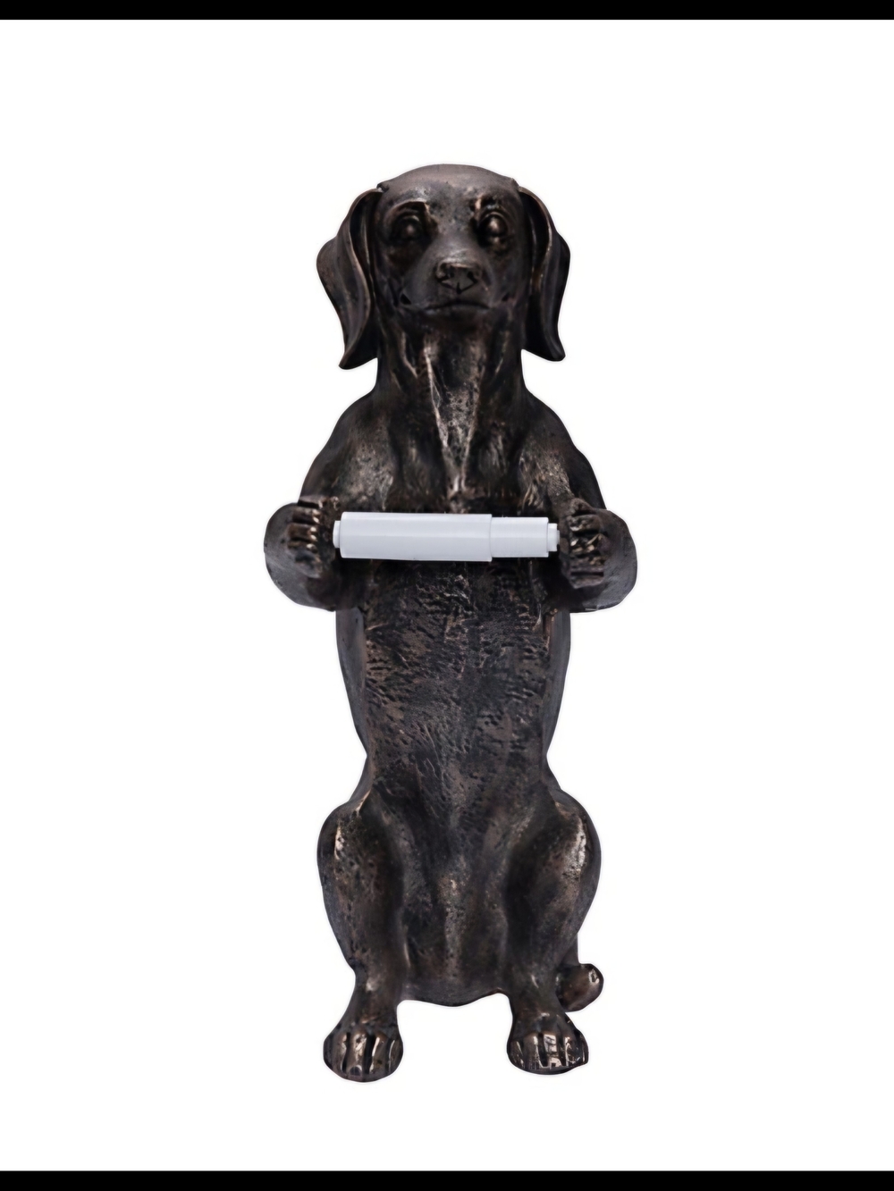NIB Bronze Look Dachshund Toilet Paper Holder